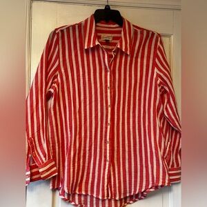 Universal Thread Coral Pink Striped Button-Down Shirt